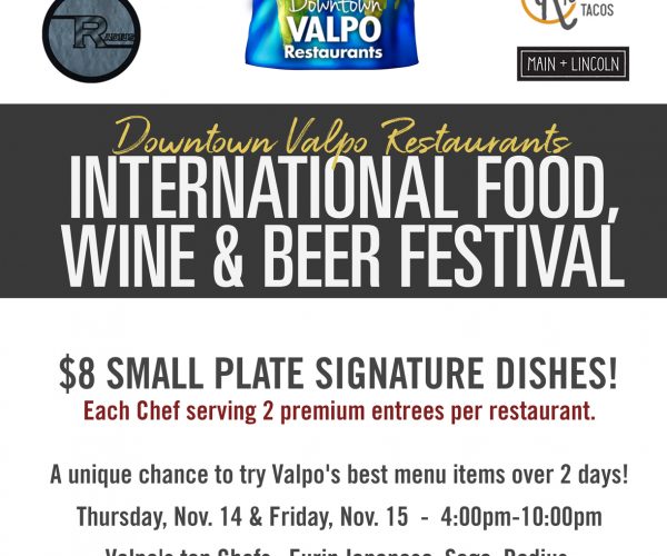 International Food Festival at Downtown Valpo Restaurants is Nov 14 & 15!