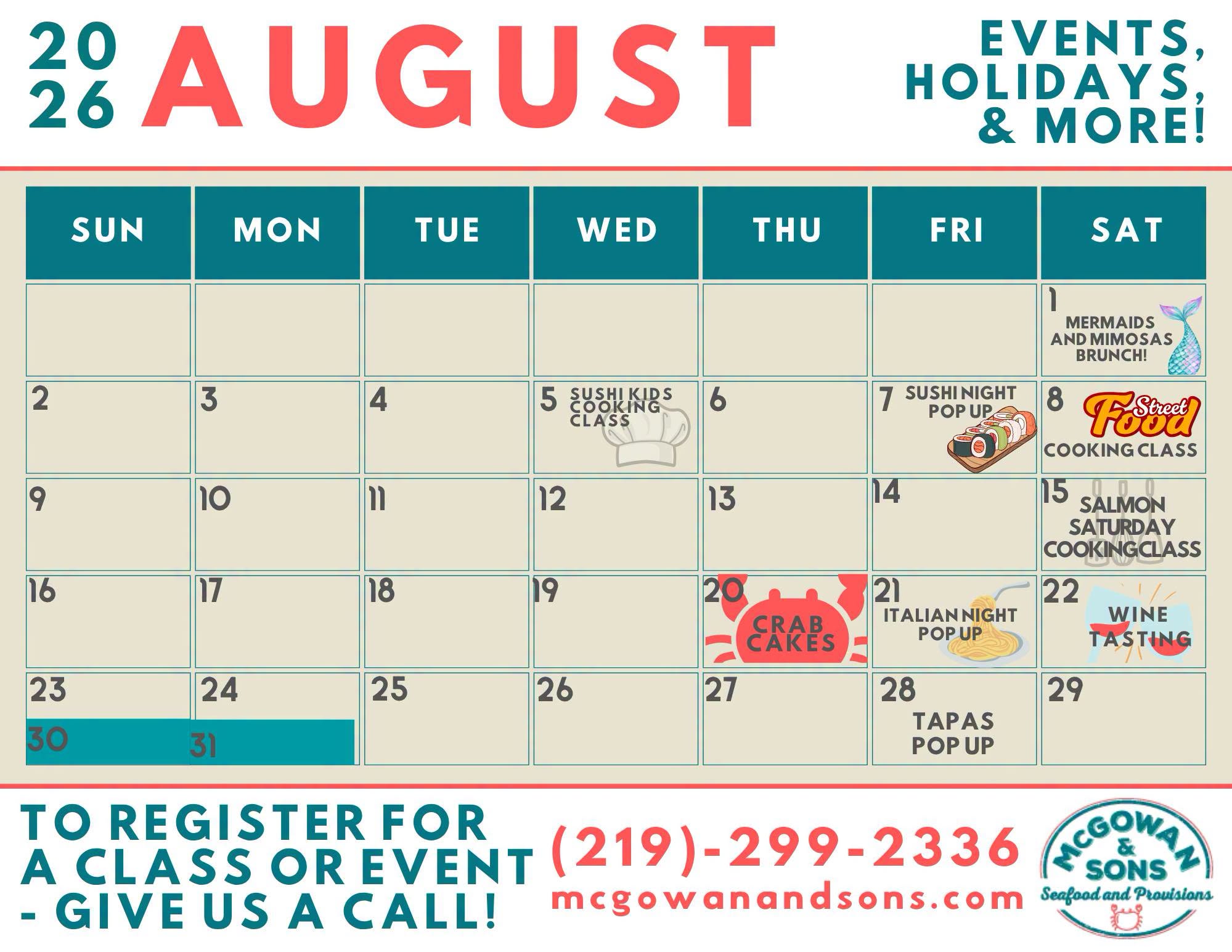 McGowan and Sons August Events